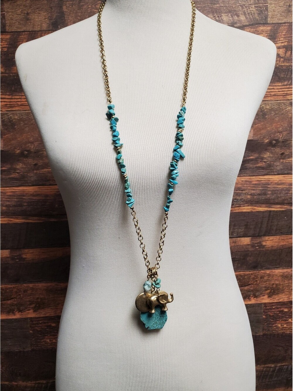 Vintage Chico's Turquoise Elephant Necklace